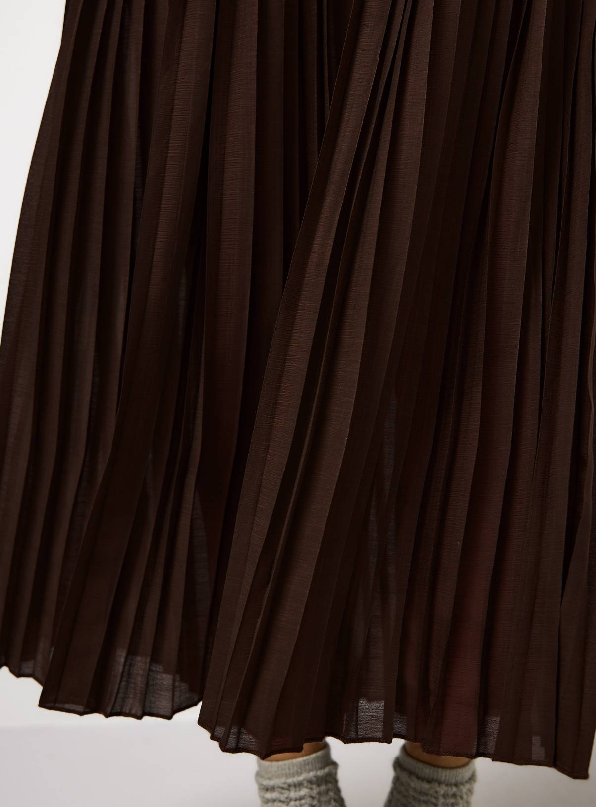 Brown Sweatshirt Combined Plisse Midaxi Dress 8 - Image 3