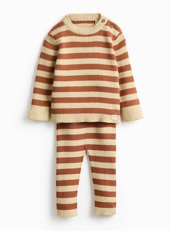 Rust Striped Knitted Jumper & Bottoms Set 9-12 months