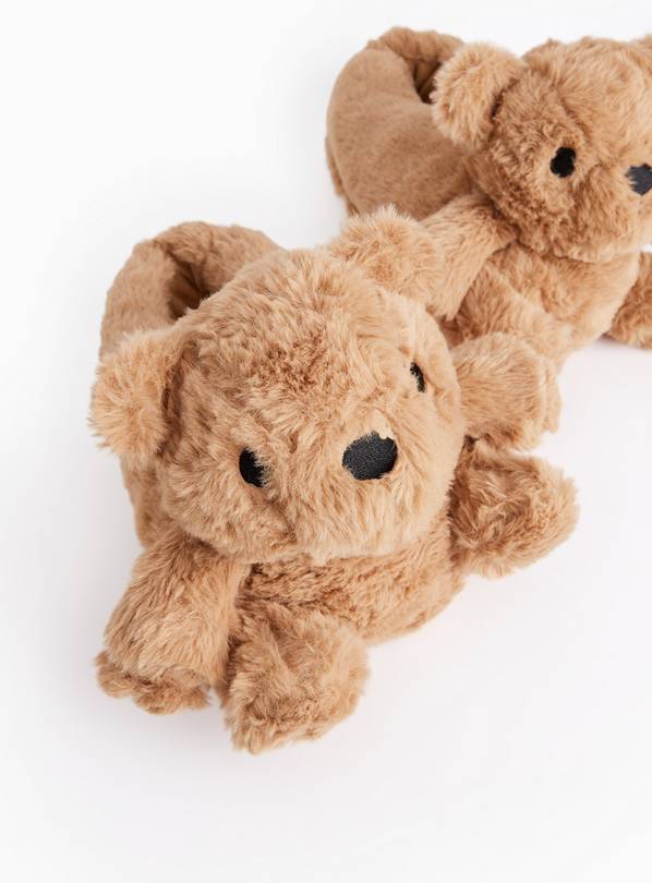 Mini Me Women's Christmas Novelty Brown Teddy Bear Slippers M