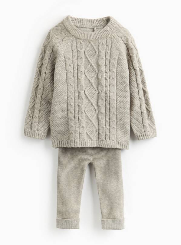 Grey Cable Knitted Jumper & Ribbed Leggings Set 12-18 months
