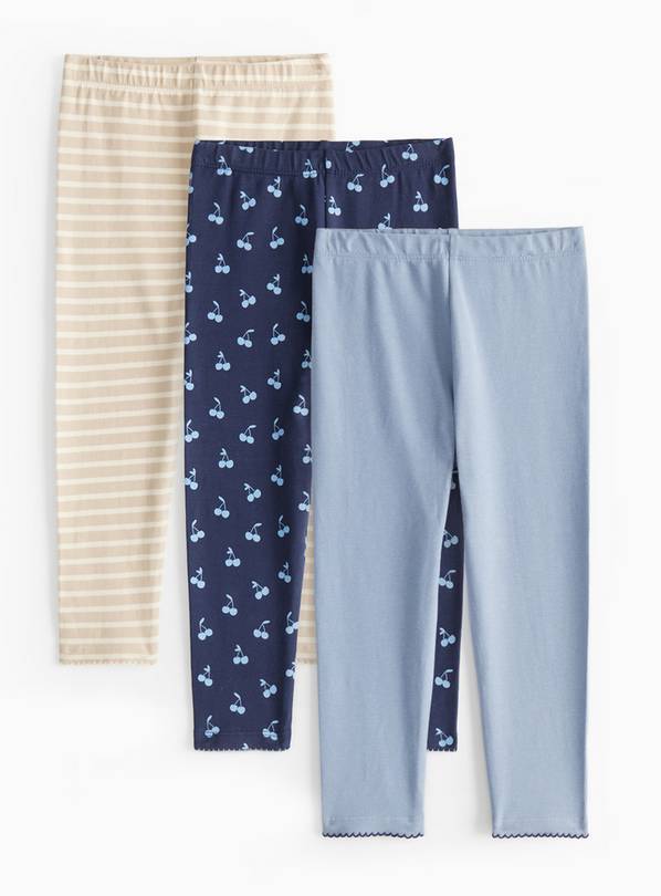 Printed Jersey Leggings 3 Pack 2-3 years