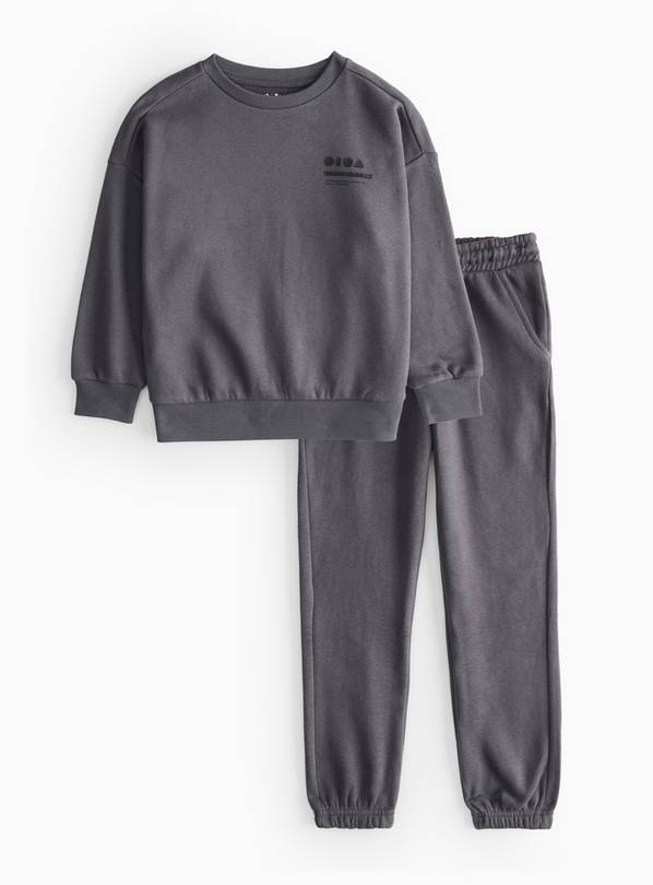 Charcoal Slogan Print Sweatshirt & Joggers 5 years