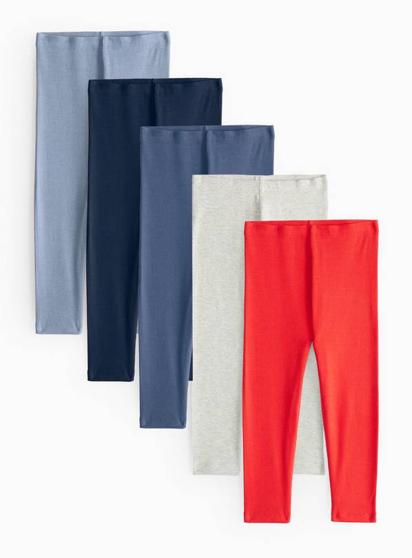 Plain Ribbed Leggings 5 Pack 2-3 years