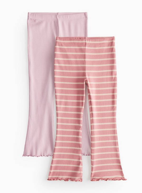 Pink Stripe Ribbed Flared Leggings 2 Pack 4-5 years