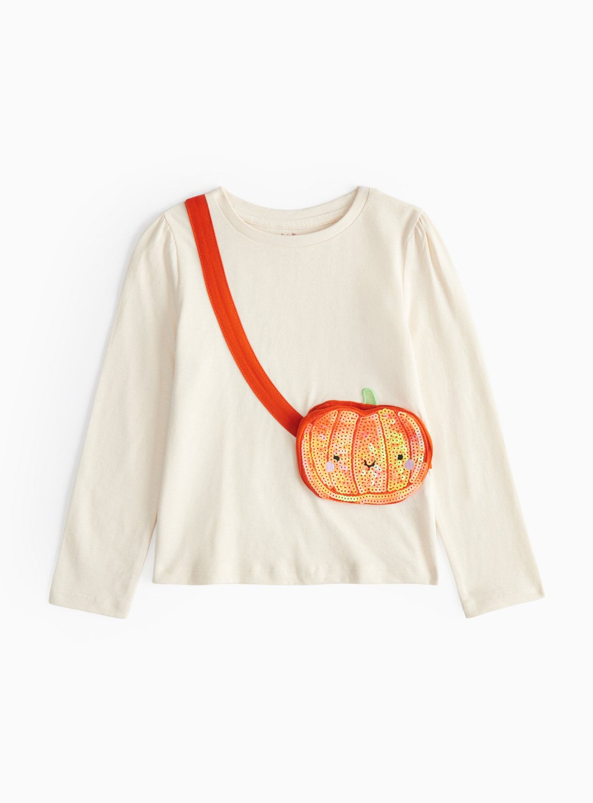 Cream Cream Halloween Sequin Pumpkin Bag T-Shirt - Tu by Sainsbury's