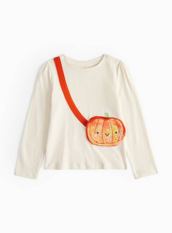 Halloween Sequin Pumpkin Bag T-Shirt 1-2 years