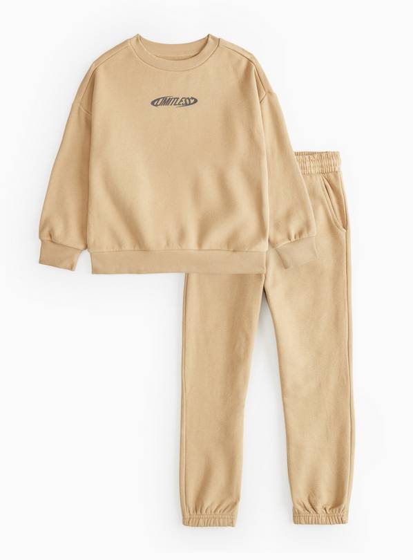 Stone Slogan Print Sweatshirt & Joggers 11 years