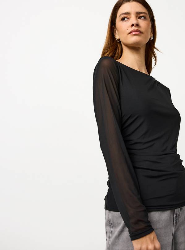 Black Mesh Long Sleeve Top 20