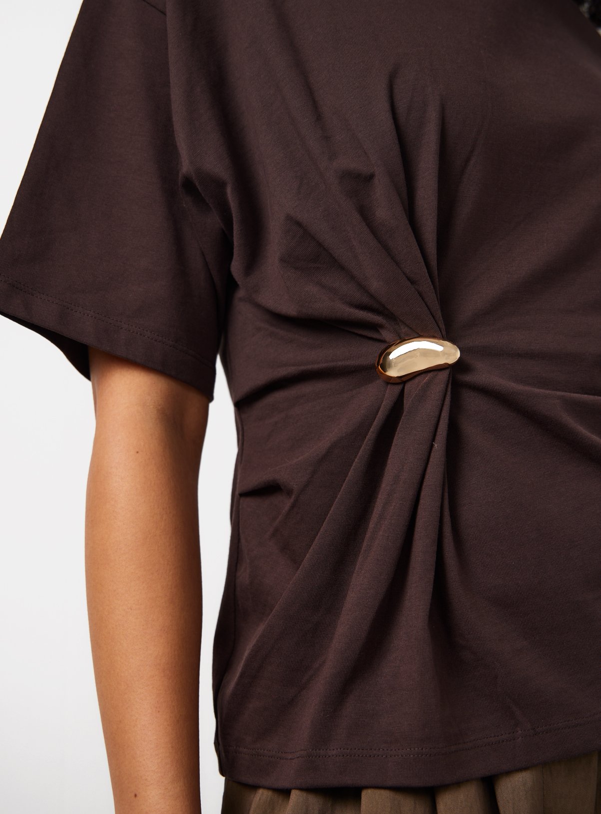 Brown Hardware Twist Detail T-Shirt 6 - Image 3 thumbnail