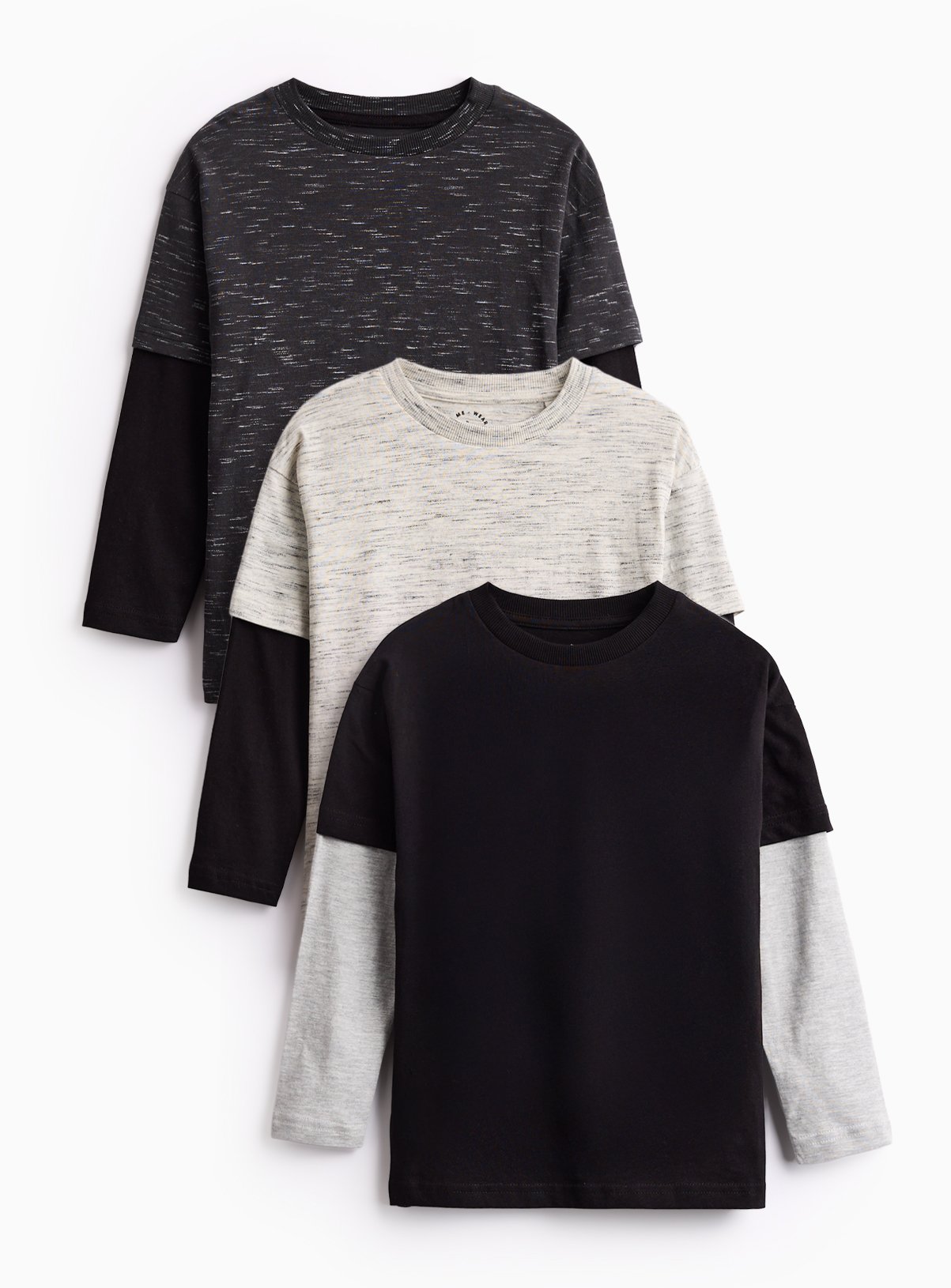 Mono Mock Sleeve T-Shirts 3 Pack - Tu by Sainsbury's