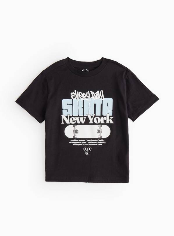 Black NY Skate Graphic Print T-Shirt 12 years