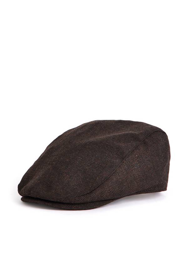 Brown Herringbone Flat Cap L/XL
