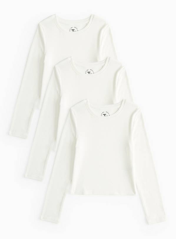White Ribbed Long Sleeve Tops 3 Pack 5 years