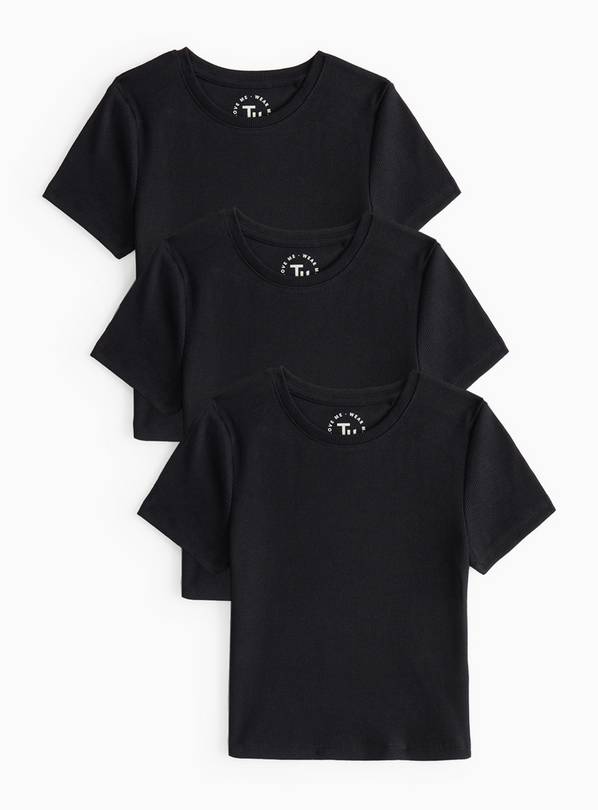 Black Ribbed T-Shirts 3 Pack 10 years