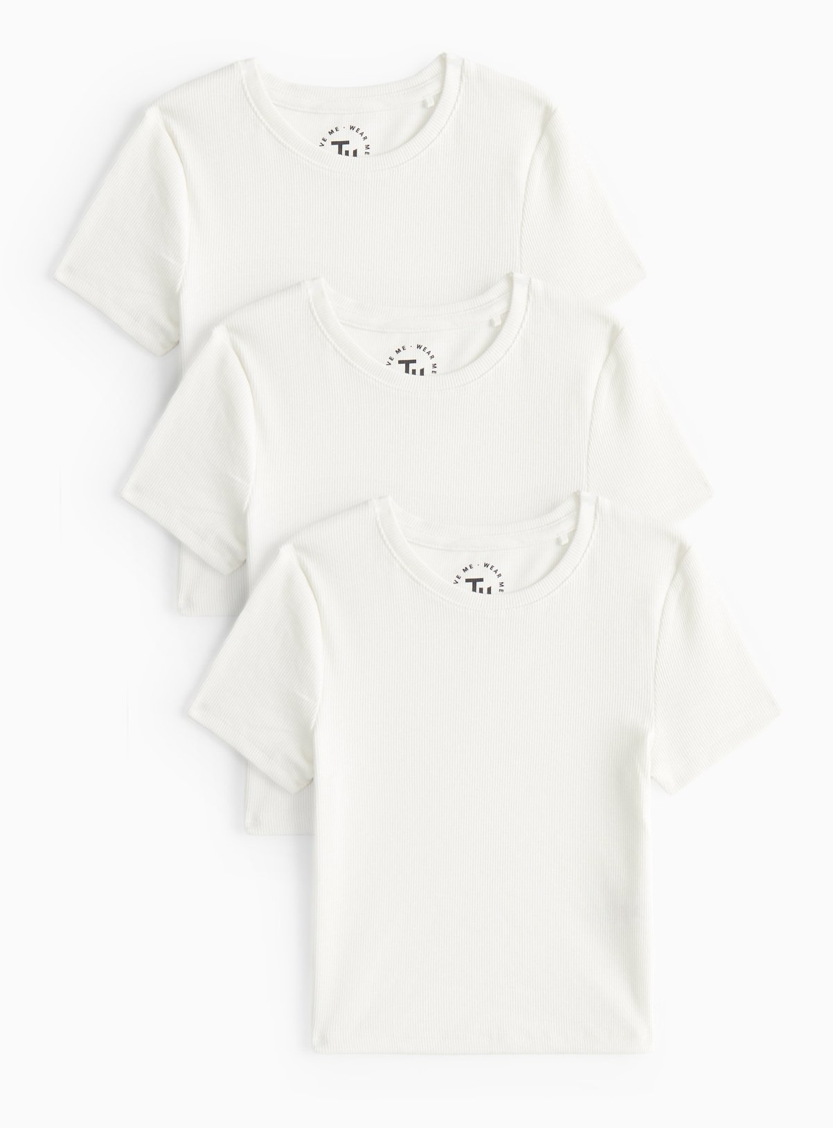 White White Ribbed T-Shirts 3 Pack (10 Years) - Tu by Sainsbury's
