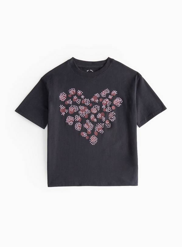 Black Heart Stud Detail T-Shirt 6 years