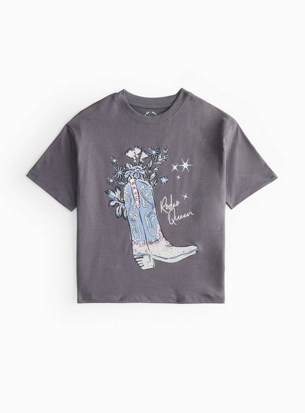 Sequin Cowboy Boot Printed T-Shirt 8 years