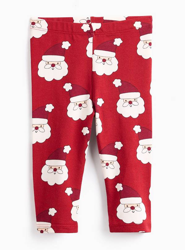 Red Santa Claus Christmas Patterned Leggings 18-24 months