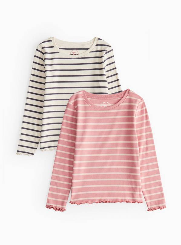 Ribbed Long Sleeve Tops 2 Pack 2-3 years