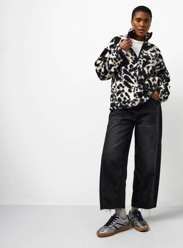 Mono Animal Printed Quarter Zip Borg Fleece XL