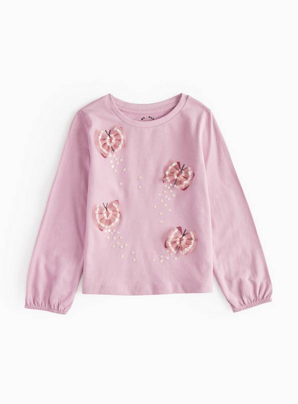 Purple Sequin Butterflies Long Sleeve Top 1-2 years