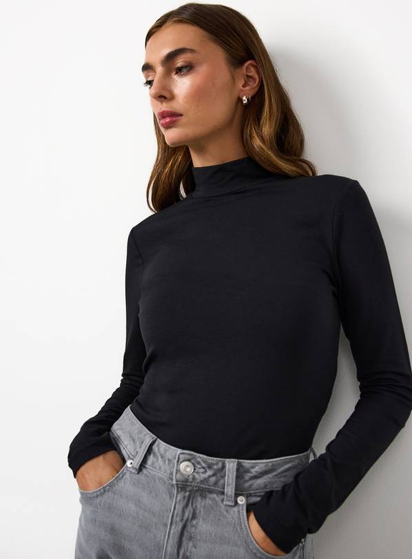Black Modal Blend High Neck Top 20