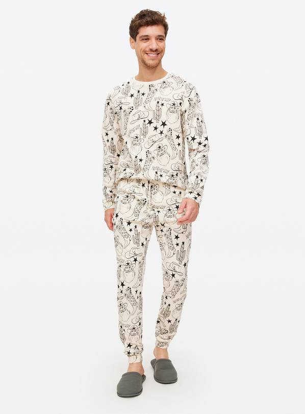 Christmas Cowboy Print Jersey Pyjama's XL
