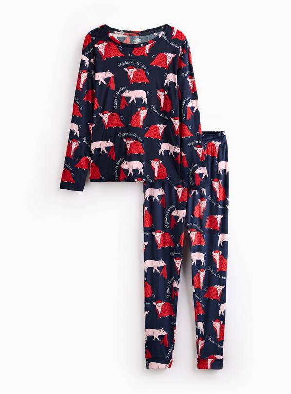 Matching Family Men's Christmas Piglets In Blankets Printed Slinky Pyjamas XS