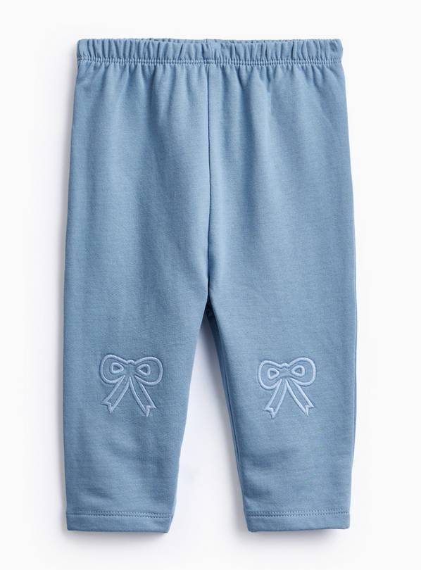 Blue Bow Design Fleece Lined Leggings 6-9 months
