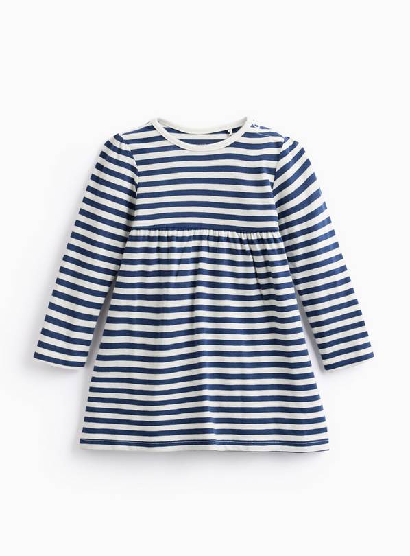 Navy Striped Jersey Dress 12-18 months