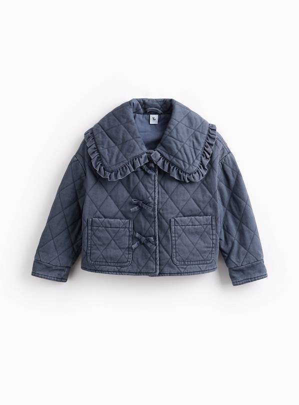 Navy Collared Quilted Jacket 1-2 years