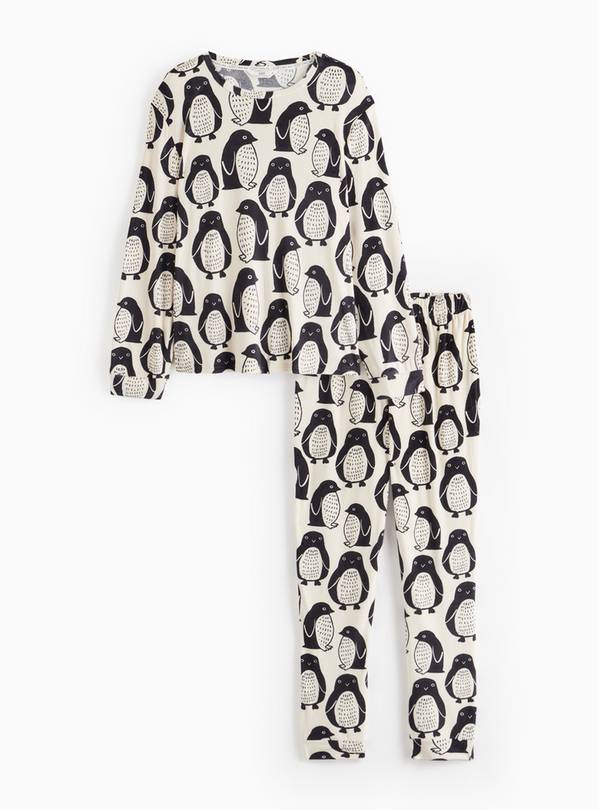 Mini Me Men's Christmas Penguin Print Slinky Fleece Pyjamas L