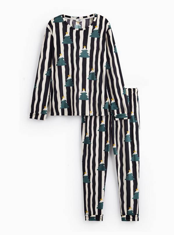 Matching Family Men's Mono Stripe Christmas Tree Printed Pyjamas L