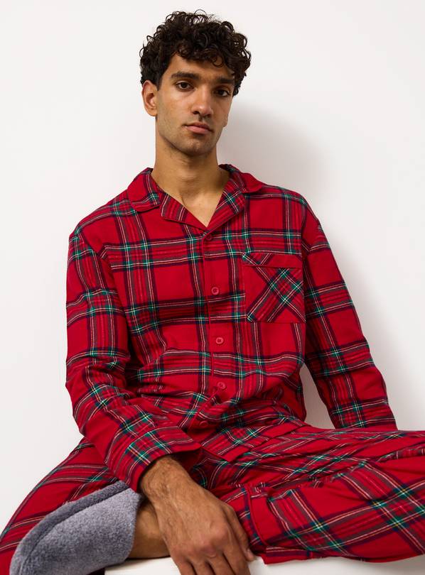 Matching Family Men's Christmas Red Traditional Check Pyjamas XXL