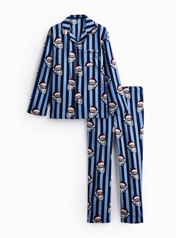 Matching Family Men's Christmas Navy Stripe Santa Traditional Pyjamas XL