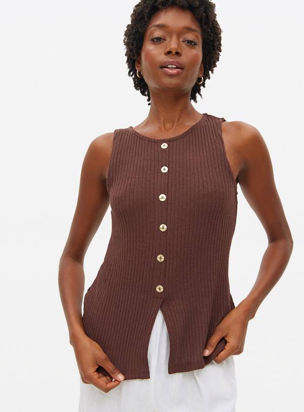 Brown Button Sleeveless Vest 24