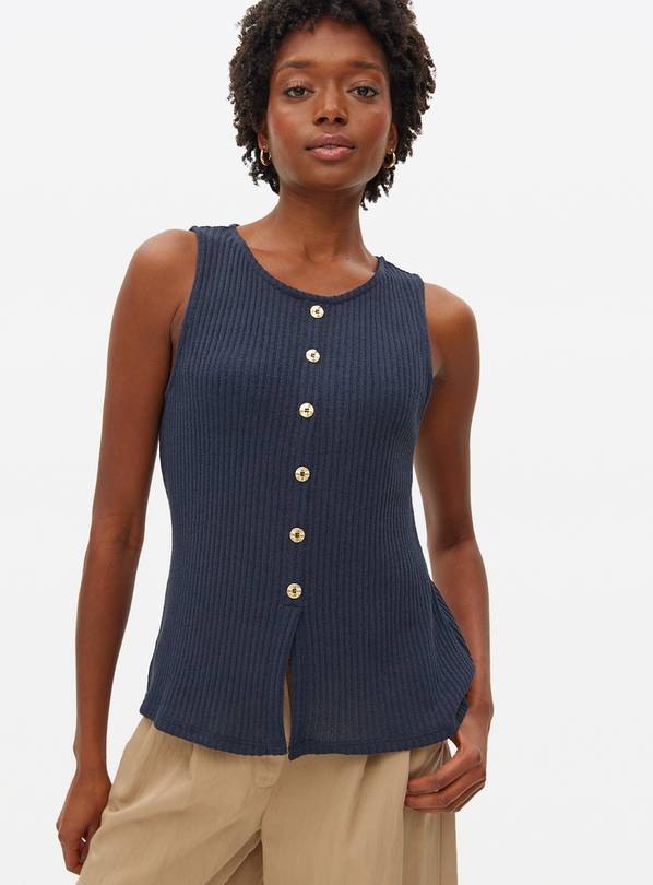 Navy Button Sleeveless Vest 16
