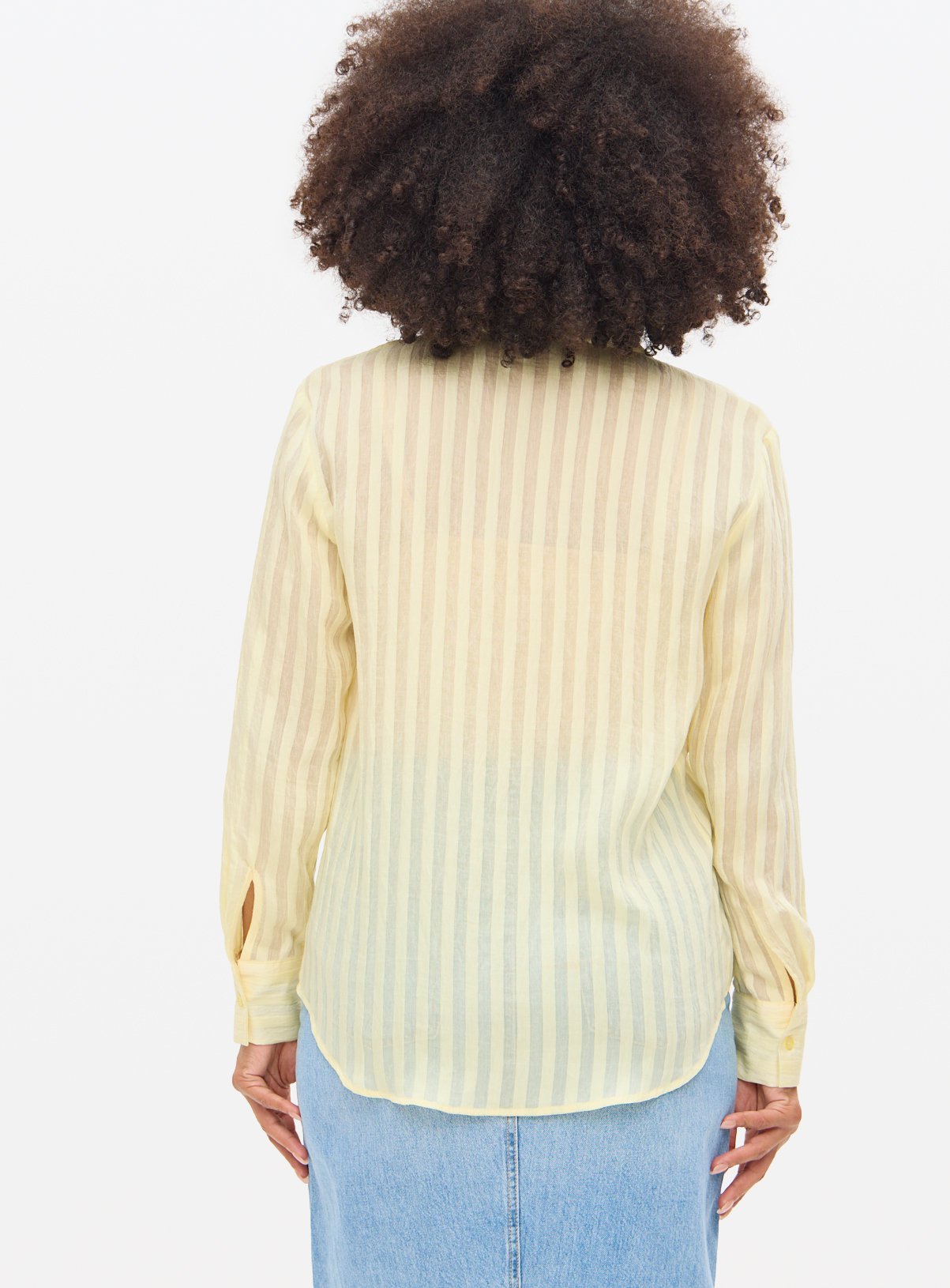 Yellow Striped Semi Sheer Shirt 18 - Image 4 thumbnail