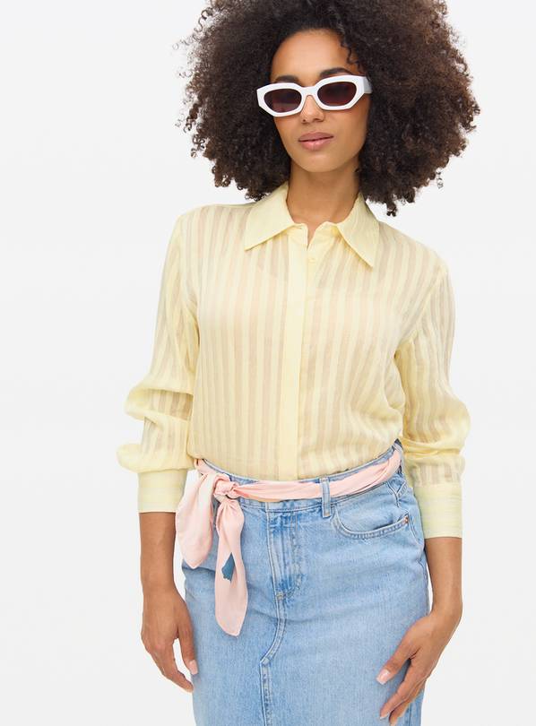 Yellow Striped Semi Sheer Shirt 16