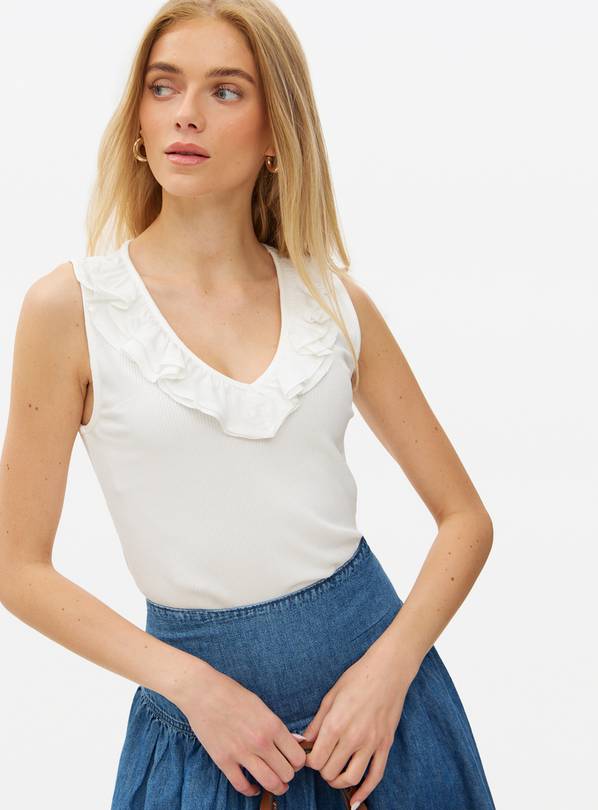 White Frill V Neck Vest 10