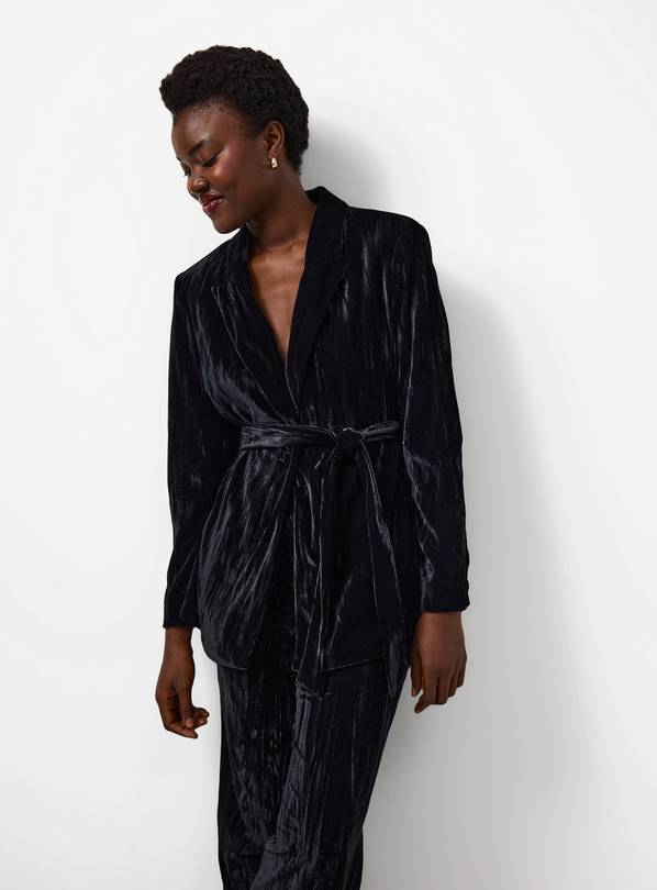 Black Crinkle Velvet Co-ord Blazer 18