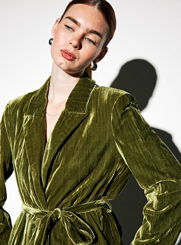 Green Crinkle Velvet Co-ord Blazer 22