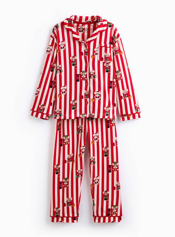 Red Striped Christmas Mouse Printed Jersey Pyjamas 1-2 years