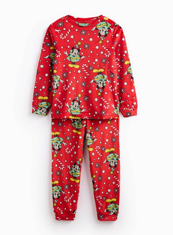 Mickey Mouse Christmas Tree Printed Red Slinky Pyjamas 3-4 years