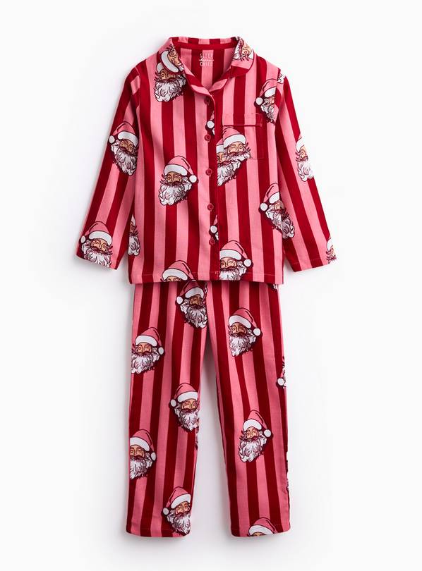 Matching Family Kid's Christmas Pink Stripe Santa Traditional Pyjamas 8-9 years