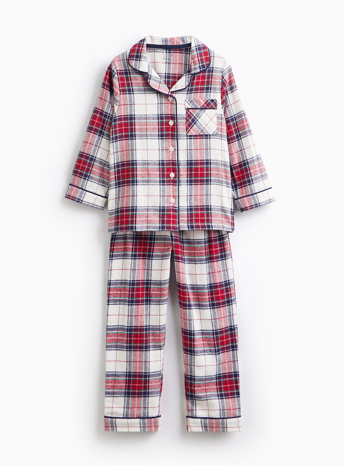 Cream 1-2 Years Matching Family Kids' Christmas Cream Check Traditional Pyjamas - Tu by Sainsbury's