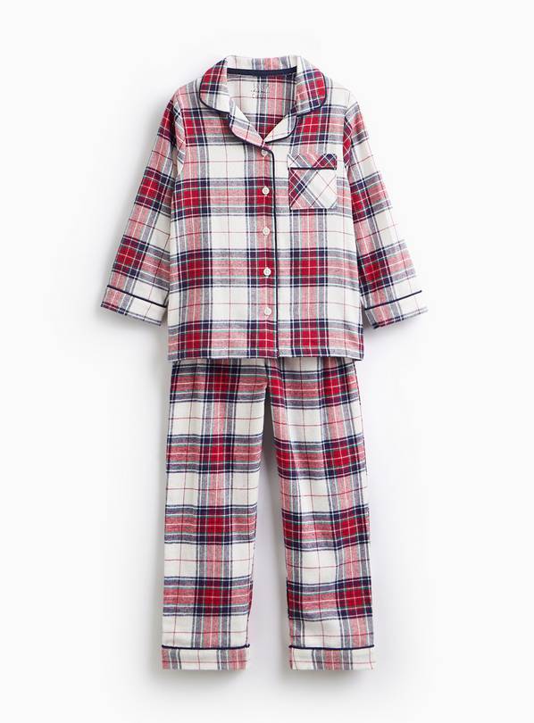 Matching Family Kids' Christmas Cream Check Traditional Pyjamas 4-5 years