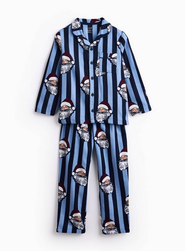 Matching Family Kid's Christmas Navy Stripe Santa Traditional Pyjamas 2-3 years