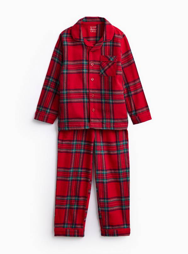 Matching Family Kids' Christmas Red Traditional Check Pyjamas 1-2 years