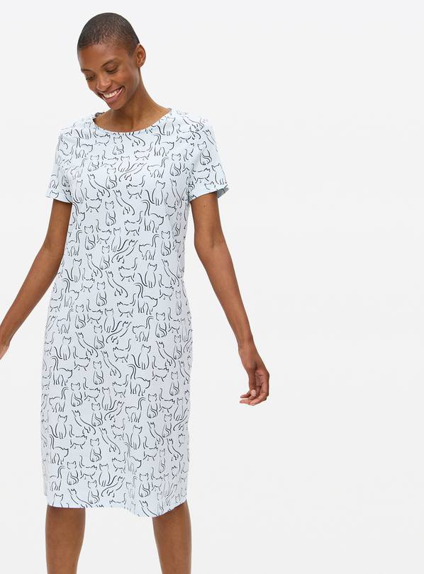 Blue Cats Printed Nightdress S